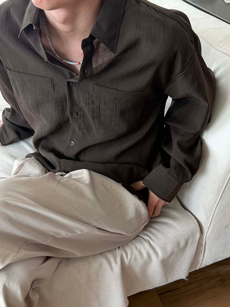 Mood wrinkle two pocket shirts(3color)