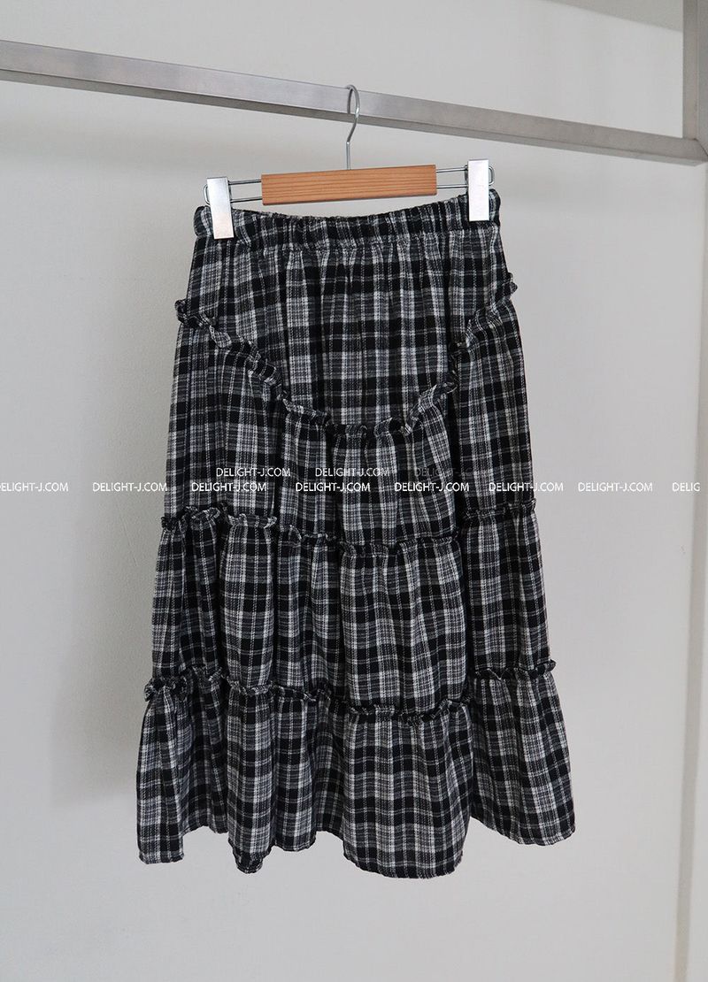 Morigirl Vintage Checkered Long Skirt