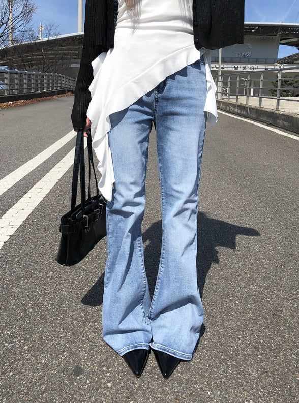 Botu Slim Washing Denim Bootcut Pants