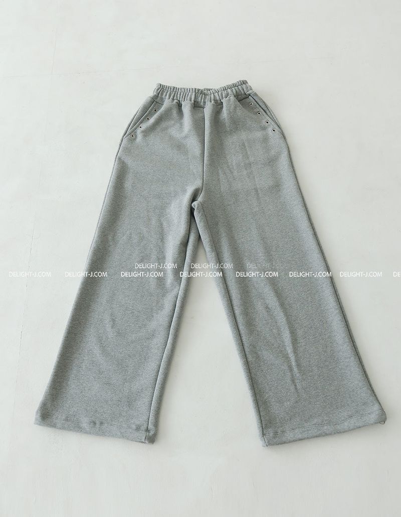 Punching eyelet string wide pants