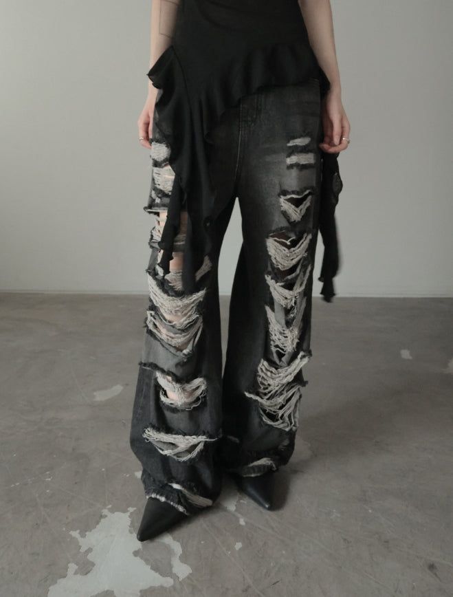 mnem（ムネム）の「Bark Heavy Distressed Denim（Pants）」