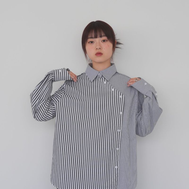 asymmetry stripe overshirt