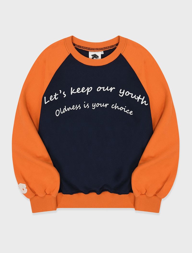 CONCEPT COLLEGE（コンセプトカレッジ）の「Lettering Raglan Sweatshirt / Navy-Orange [Unisex]（Tops）」