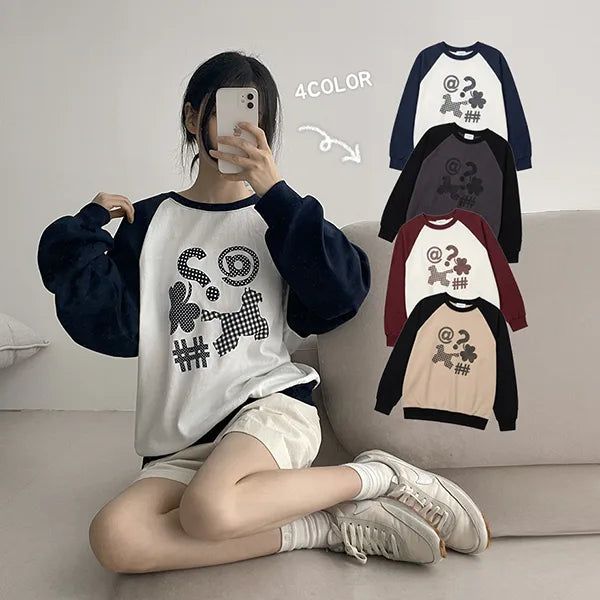 hijjoo（ハイチュー）の「ポルカ ドット ラグラン カラーブロック スウェットシャツ (4 colors)（トップス）」