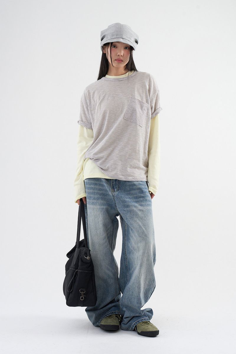 Vintage Washed Balloon Denim Pants