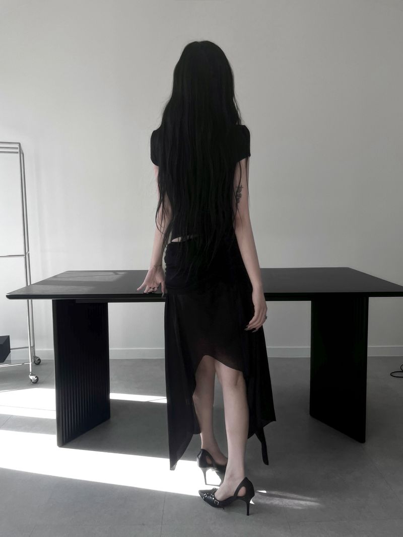 moisture shirring midi skirt (3color)