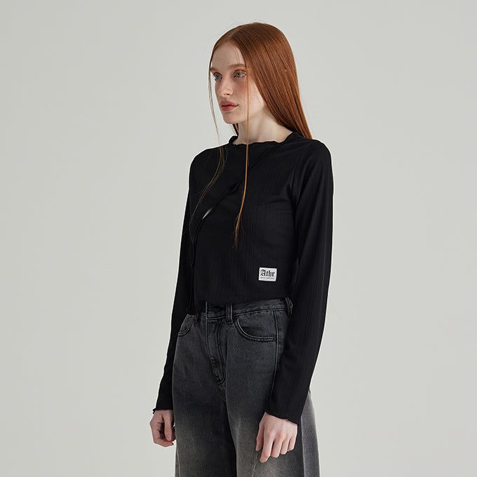 BLACK DIAGONAL LONG T-SHIRT