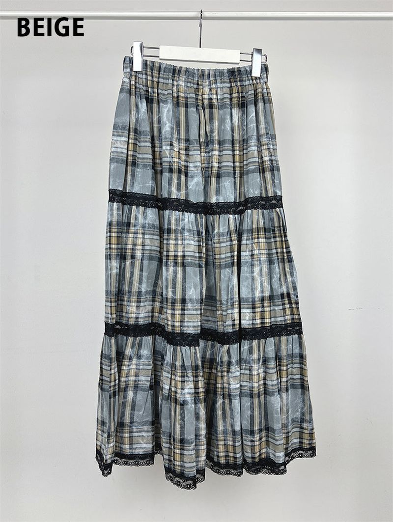 FADE CHECK MAXI SKIRT (2C)