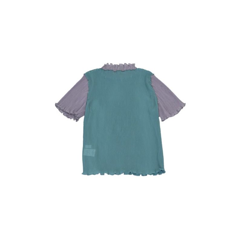 mellow pleats bicolor tops