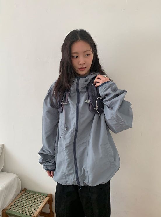 Puke Color Matching Hood Windbreaker