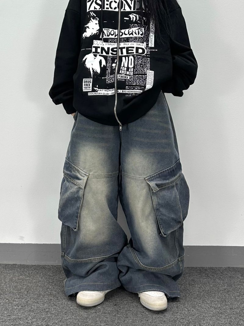 retro denim cargo pants