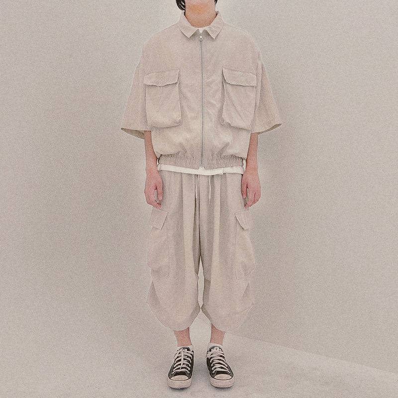 street shape capri shorts_beige