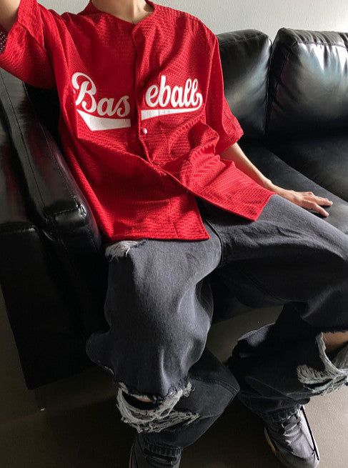 メッシュベースボールシャツ