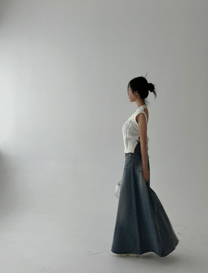 Denim Maxi Long Skirt