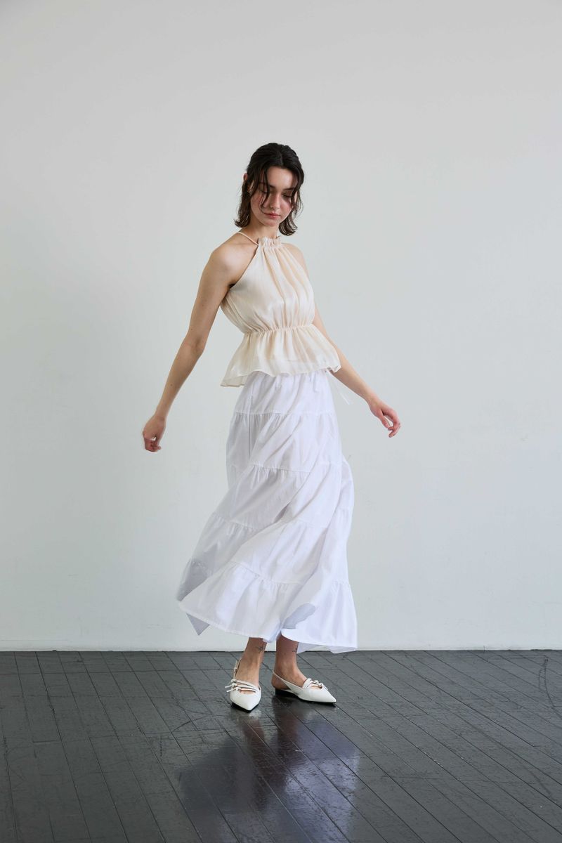 PEARL HALTERNECK TOP / IVORY