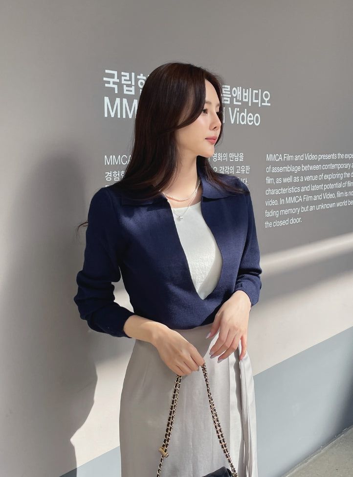 iam mari（アイアム マリ）の「Mez Color Matching Layered Collar Knit（Tops）」