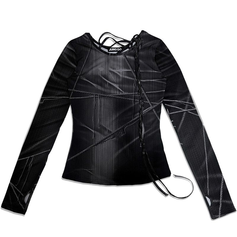 JUNGDO(ジョンド)の「SCATTERED STRING KNIT PRINT TOP . BLACK(Tops)」