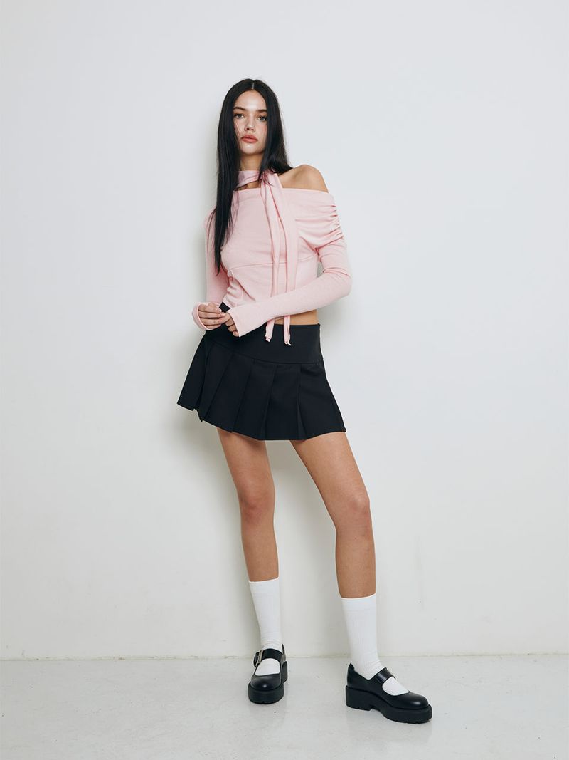 Shirring scarf tshirt (Pink)
