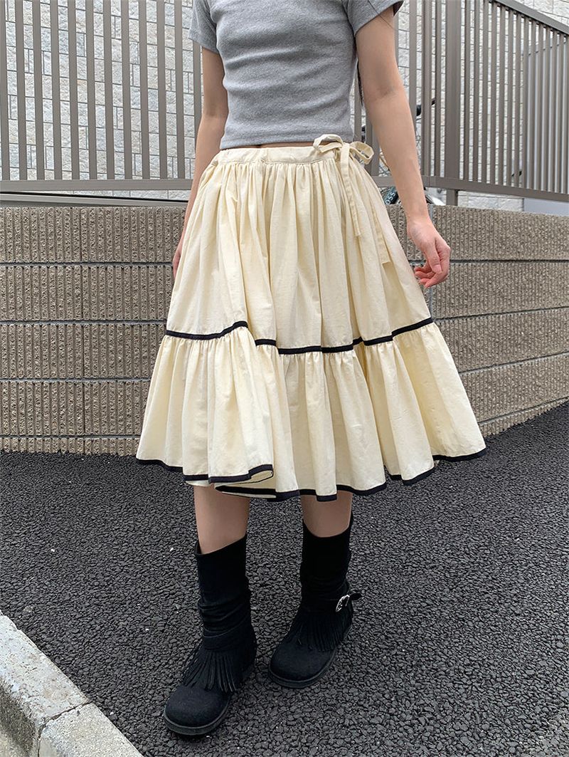 TAPE FLARE RIBBON SKIRT (2C)