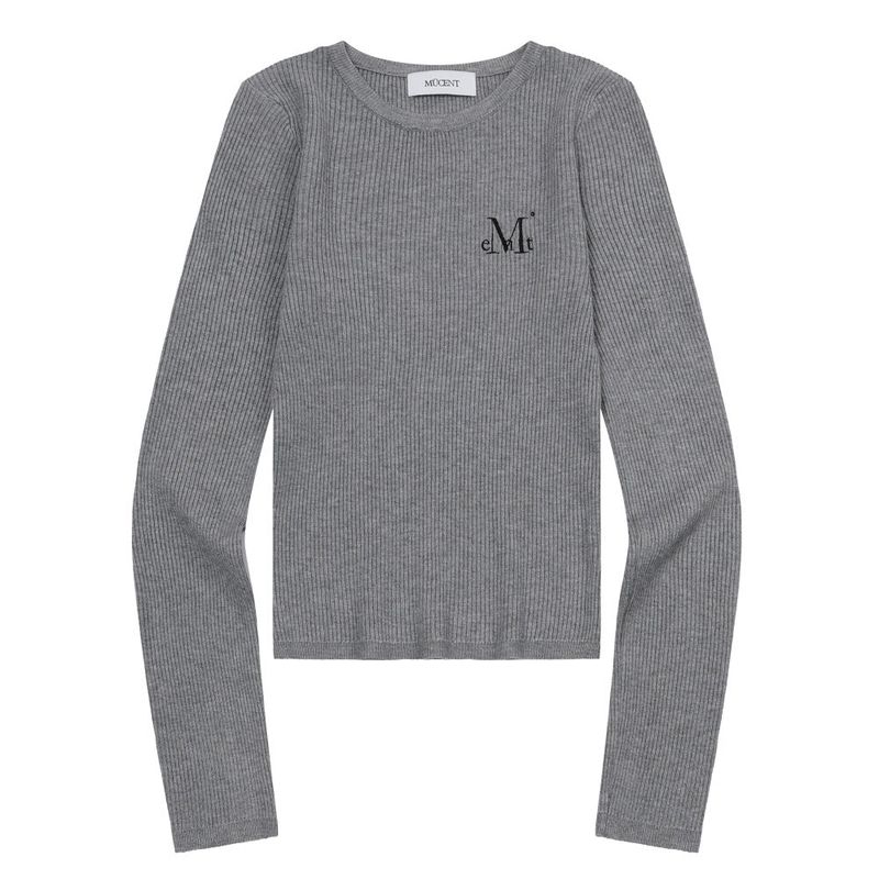 GREAVE R-NECK CROP RIB KNIT (5COLOR)