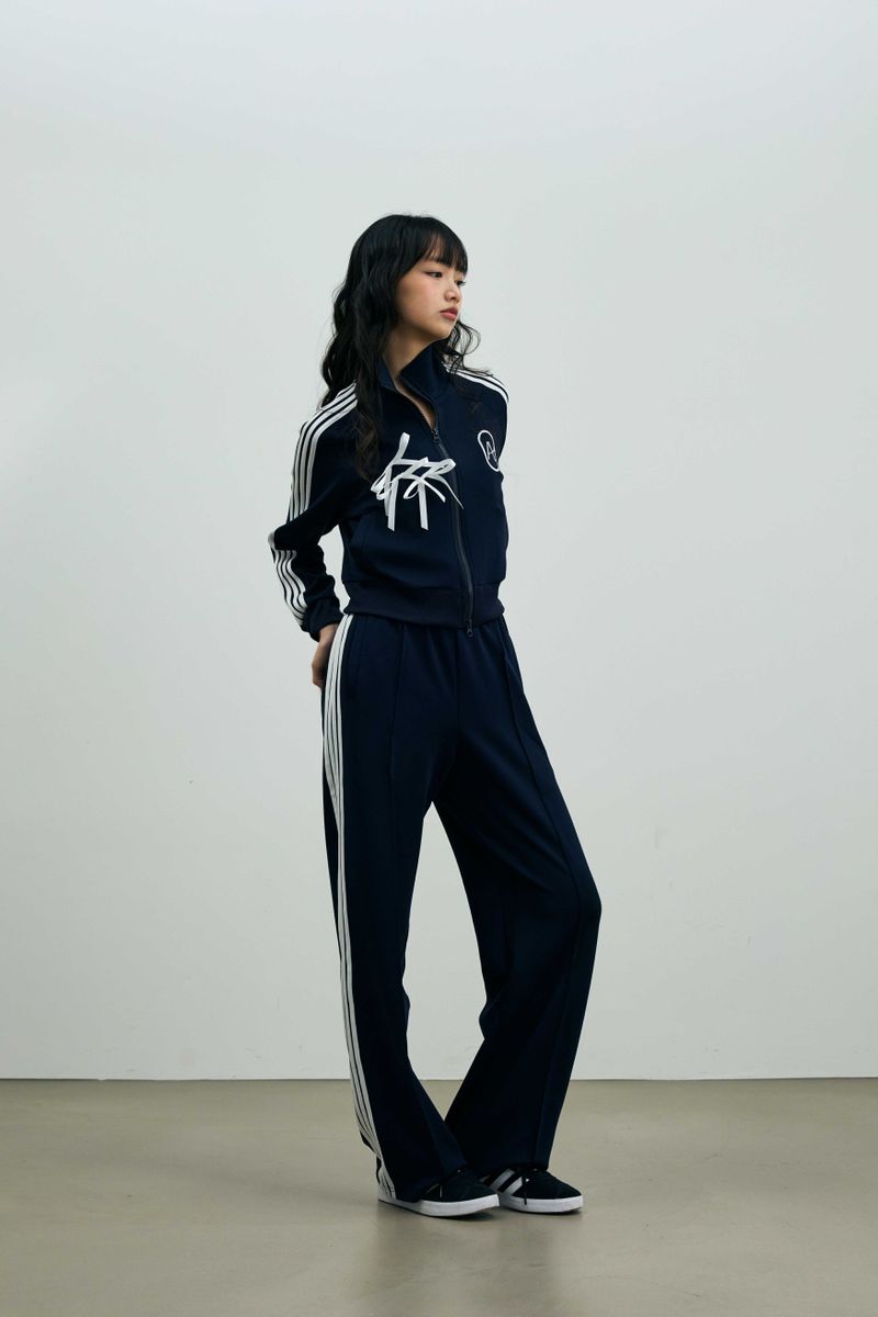 RIBBON JERSEY TRACK PANTS / NAVY