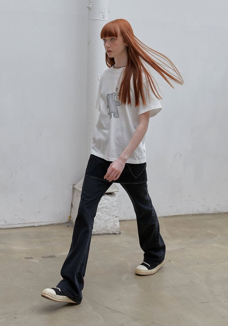 WASHED RIVET DENIM PANTS