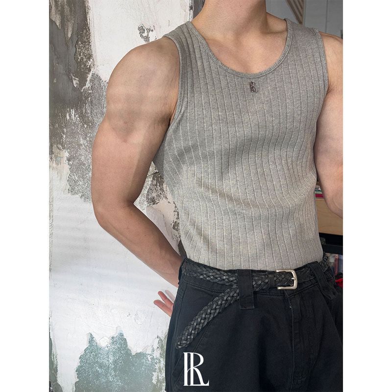 [S/S] High ribbed logo sleeveless(6color)