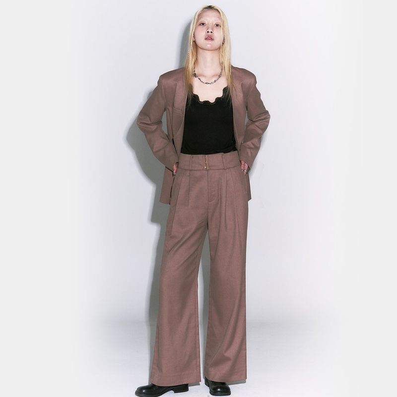 Wide-leg hook Trouser BEIGE
