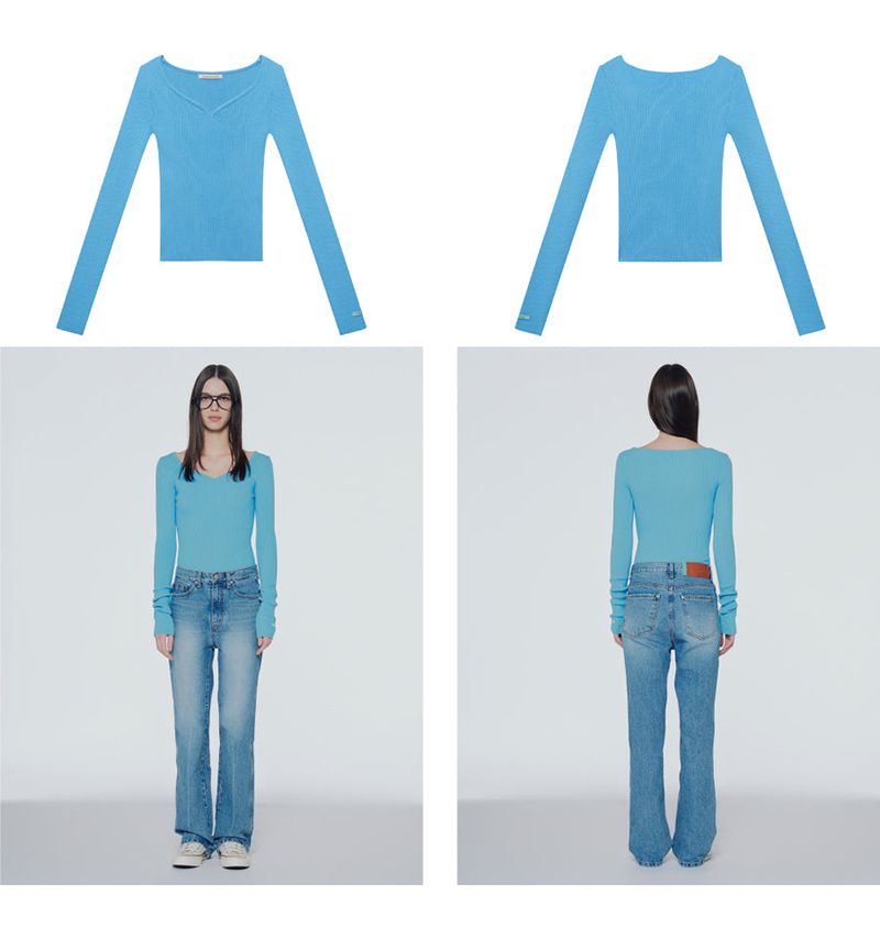 Heart-neck two-way sweater