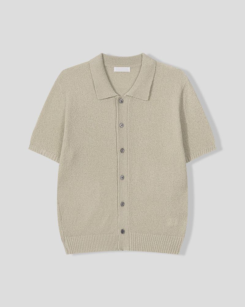 Bluema Bouclé Collar Short Sleeve Cardigan