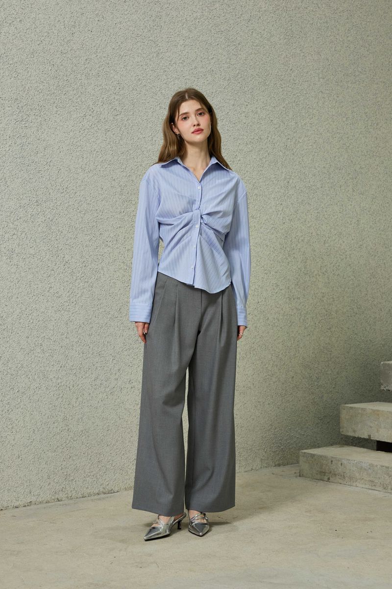 TOMO WIDE SLACKS / CHARCOAL