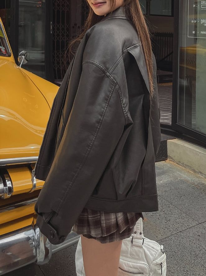 Onta cut leather bomber jacket