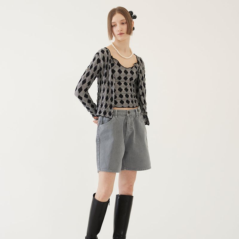 TMO BY 13MONTH（ティーエムオーバイサーティーンマンス）の「LETTUCE EDGE CARDIGAN SET (GRAY)（）」