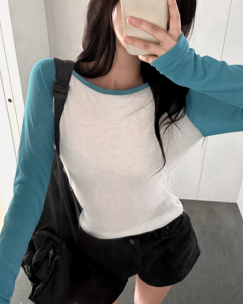 Piu raglan color‑block T‑shirt
