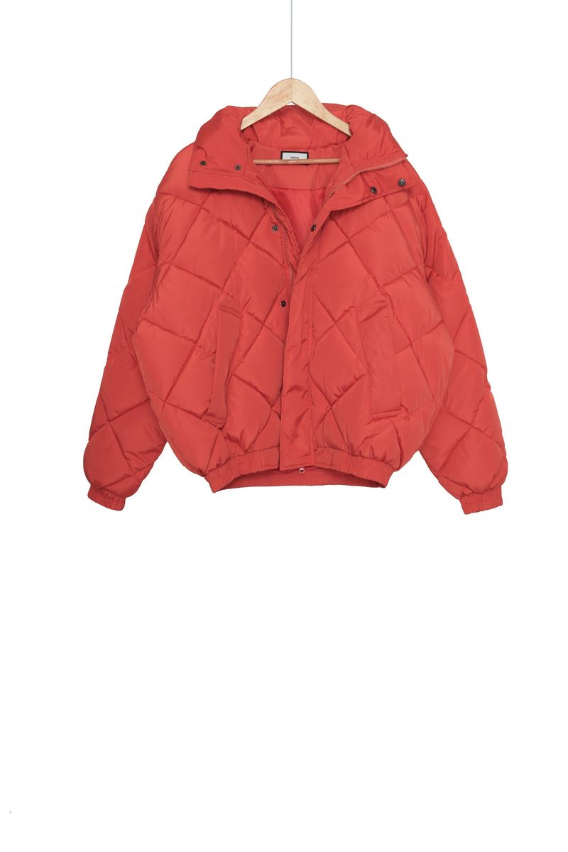 high-neck quilting padded jumper