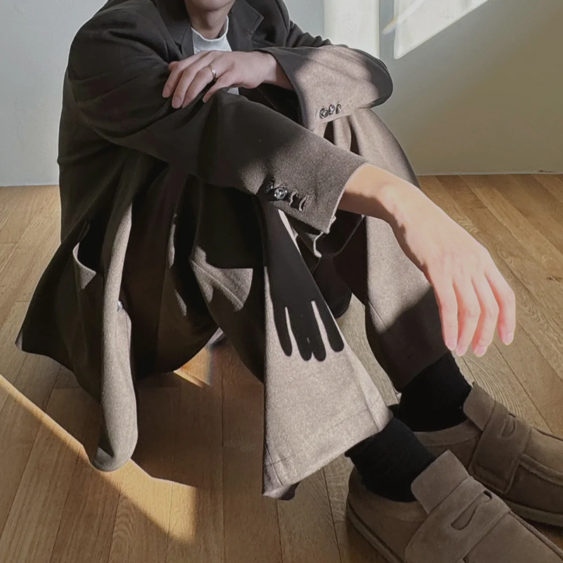 ASCLO Wool Herringbone Retro Jacket & Pants (Khaki Brown)