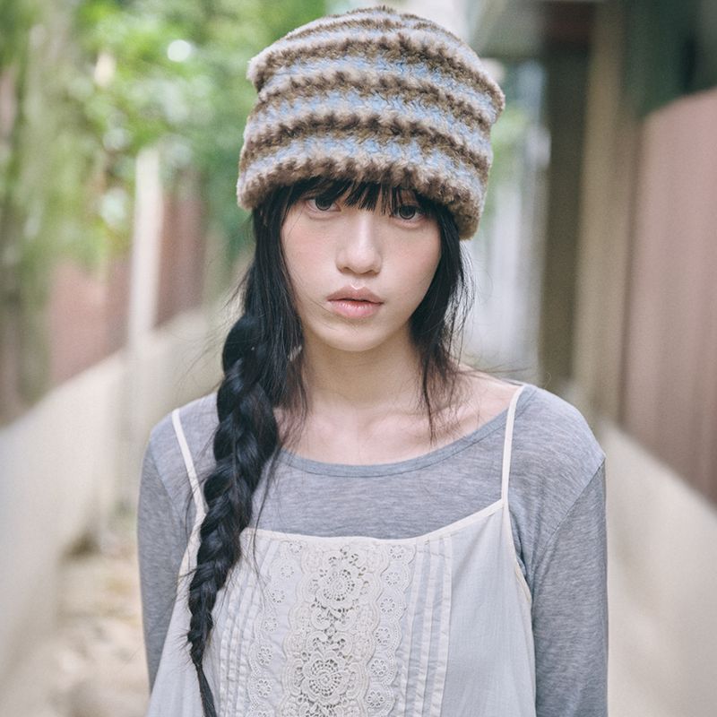 kiibi（キイビ）の「ストライプファービーニー ブルー（帽子）」