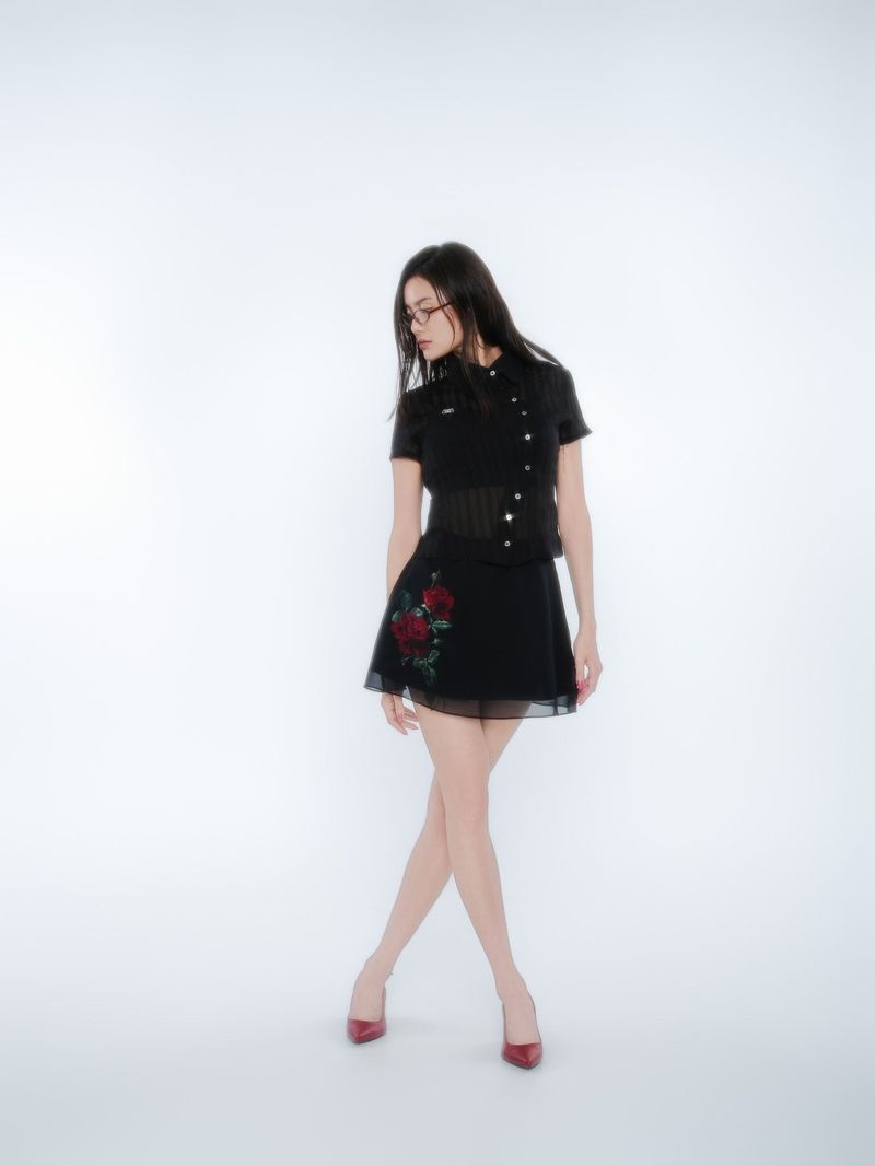 ROSE LAYERED SKIRT [BLACK]