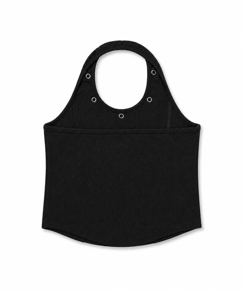 Eyelet halterneck sleeveless - BLACK