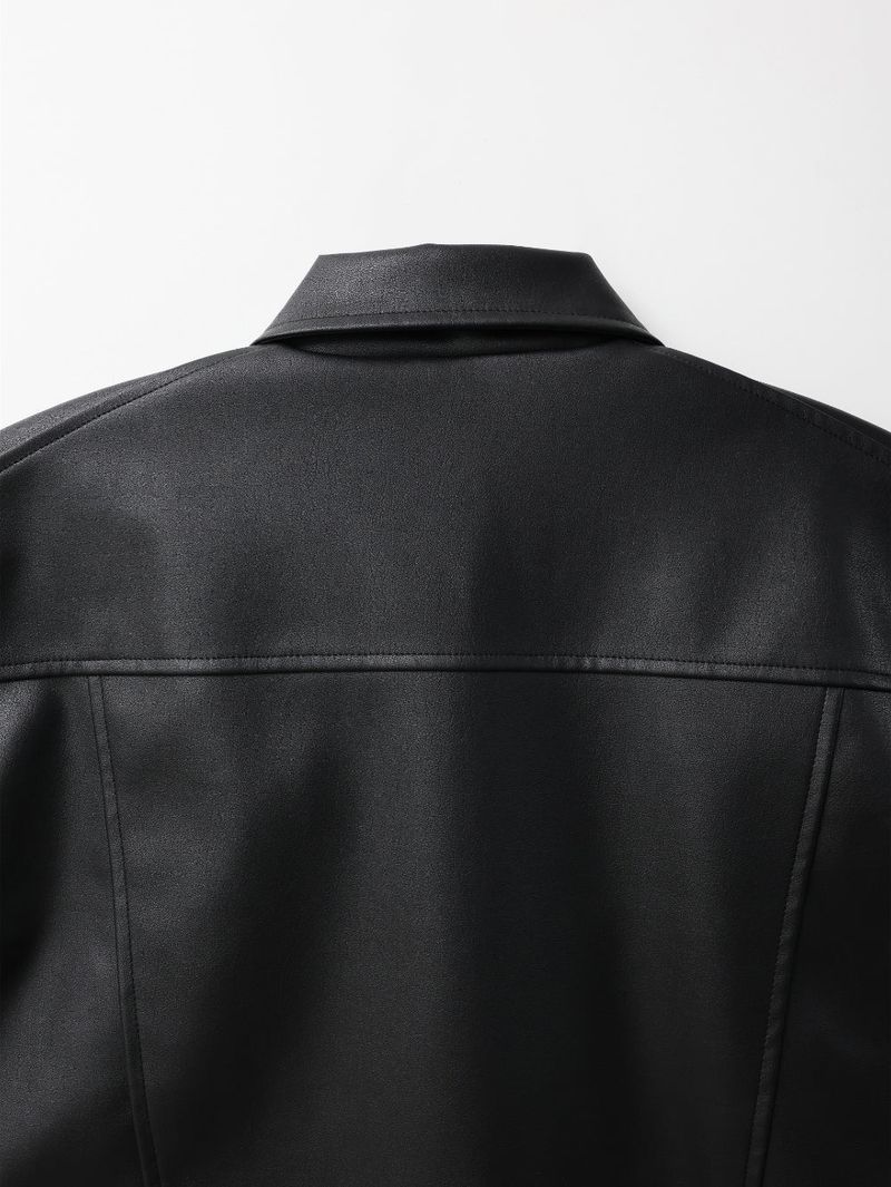 LMN Rivet Tracker Short Leather Jacket (black)