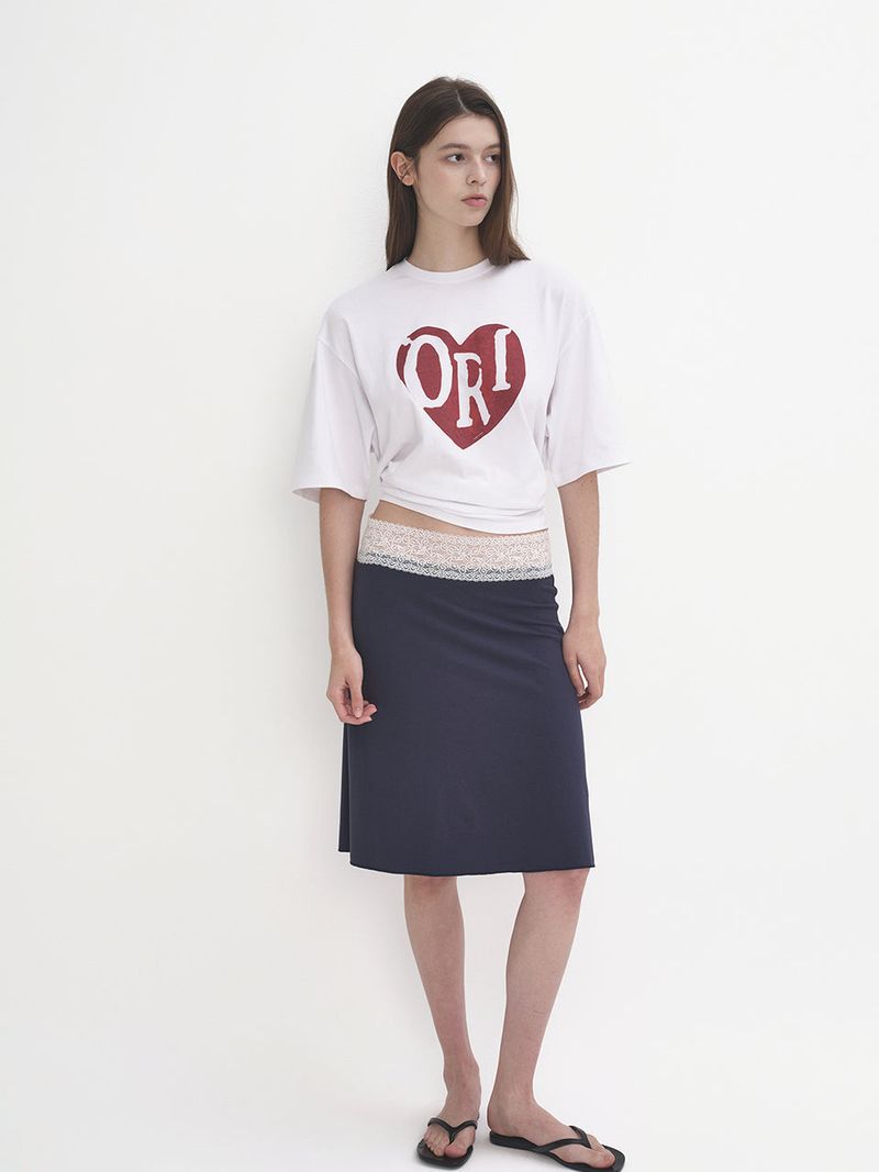 Over-Fit Vintage Heart Print Short Sleeve T-Shirt