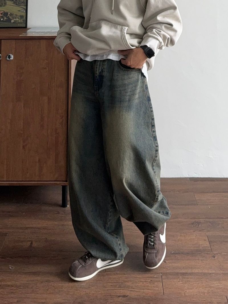 Natural balloon denim pants (3color)
