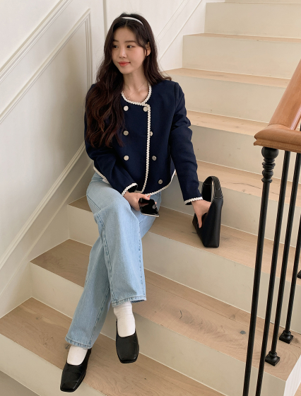 [SHOPPERMADE] Wave Line Double Button Jacket (3color)