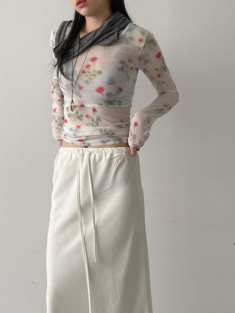 Flower See-through Layered T-shirt