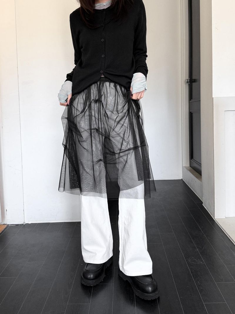  TUCK TULLE MESH SKIRT