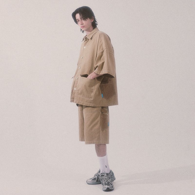 bio jacquard pocket shirts_beige
