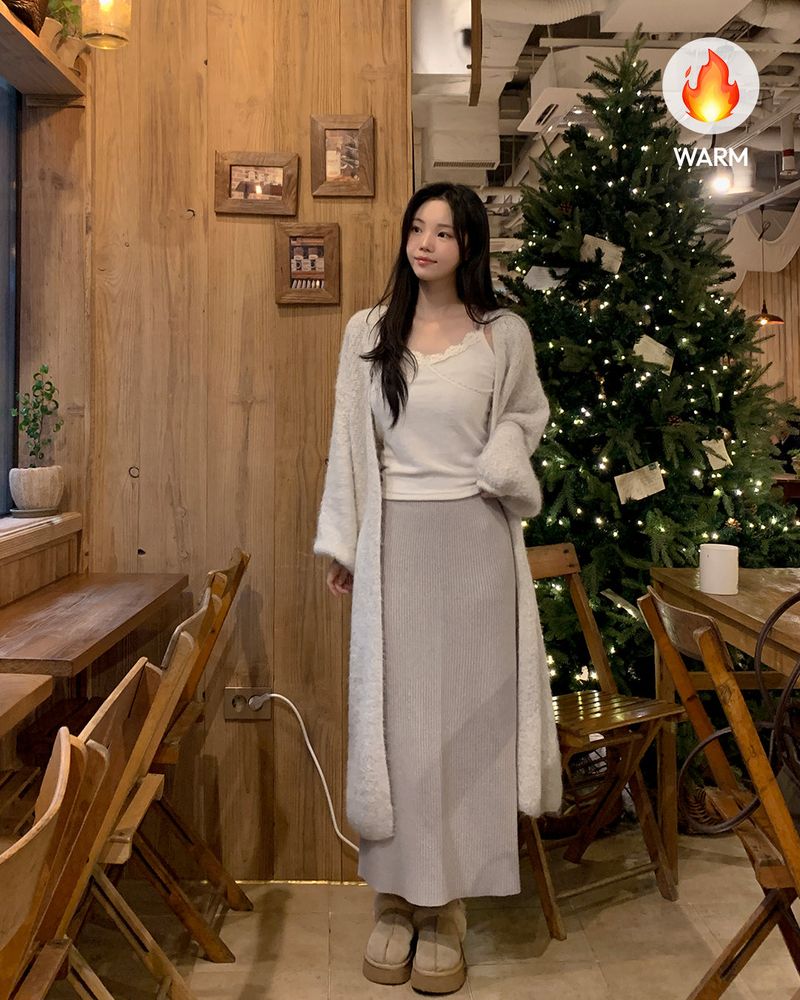 Lonlang Ribbed Knit Long Skirt