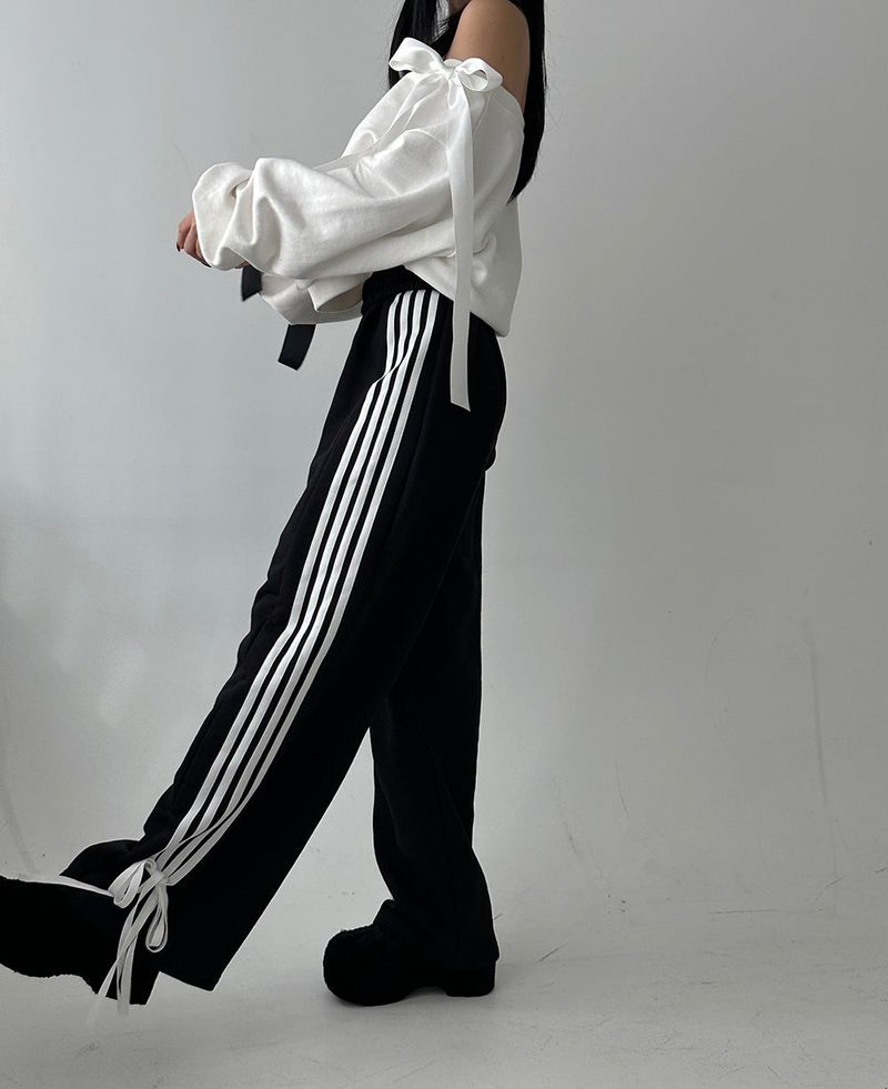 Ribbon Track Wide Pants