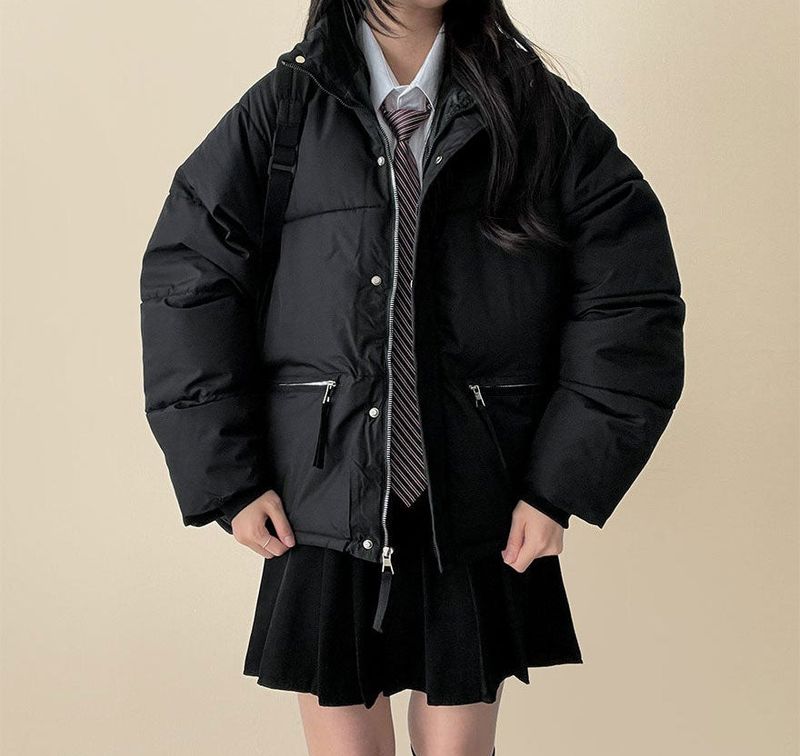  Ringf pocket zipper high neck padded jumper