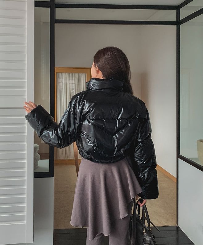 Terry Two Way Diagonal Glossy Crop Padding